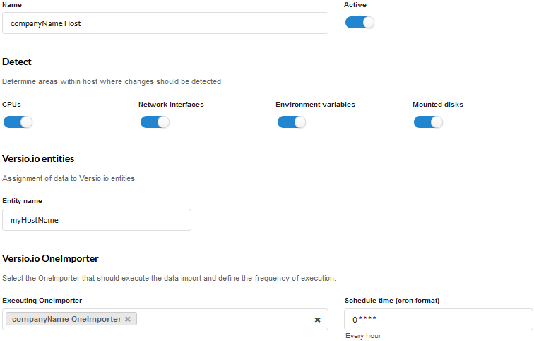 Versio.io host importer configuration