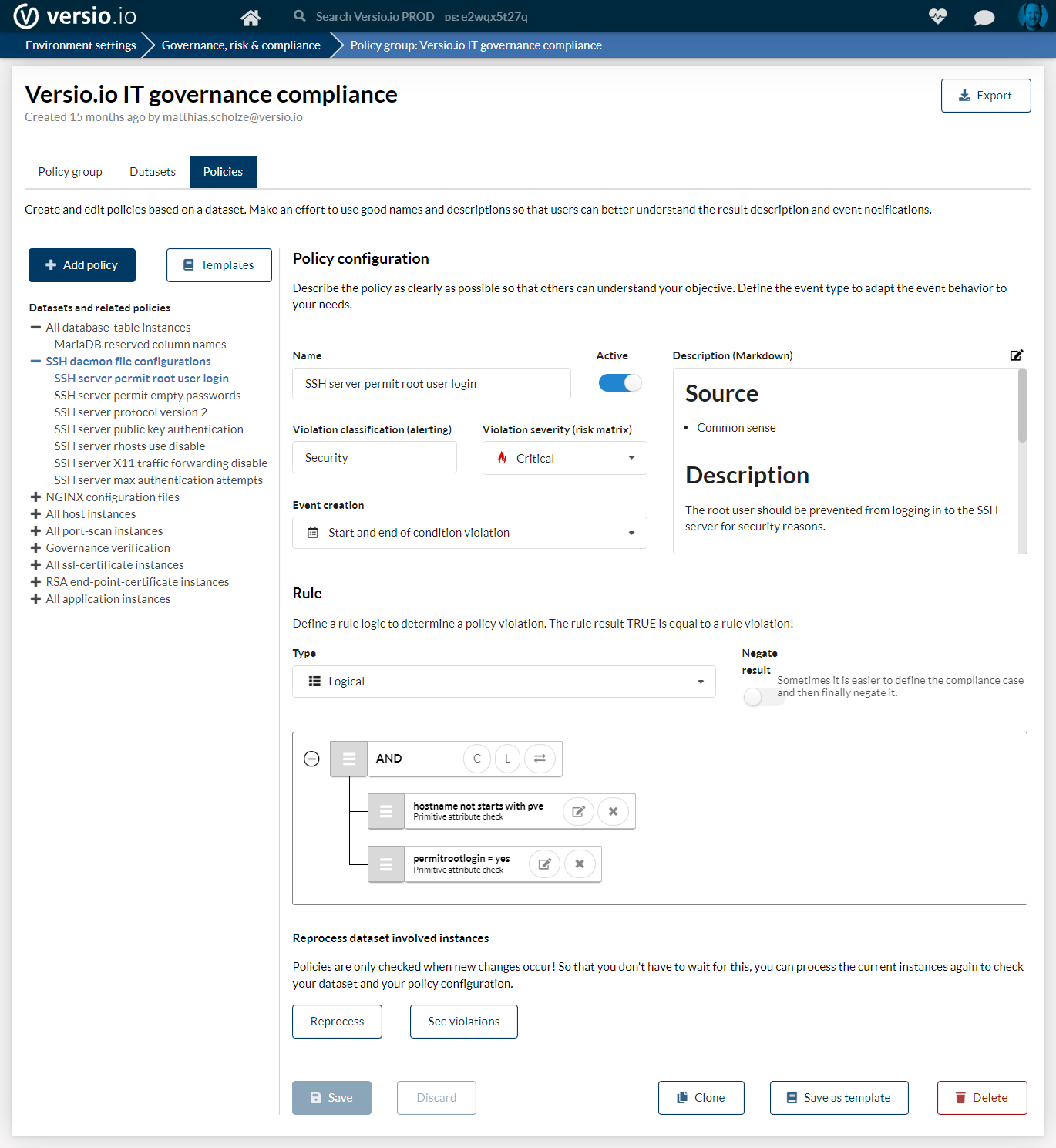 Policy configuration